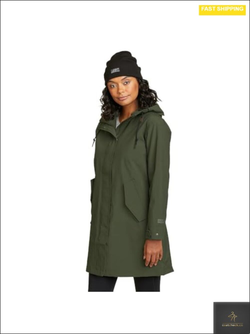 Eddie Bauer Port Townsend Waterproof Nylon Trench Coat with Hood